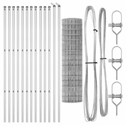 Fence with Post Silver 1.2 x 25 m Steel and PVC