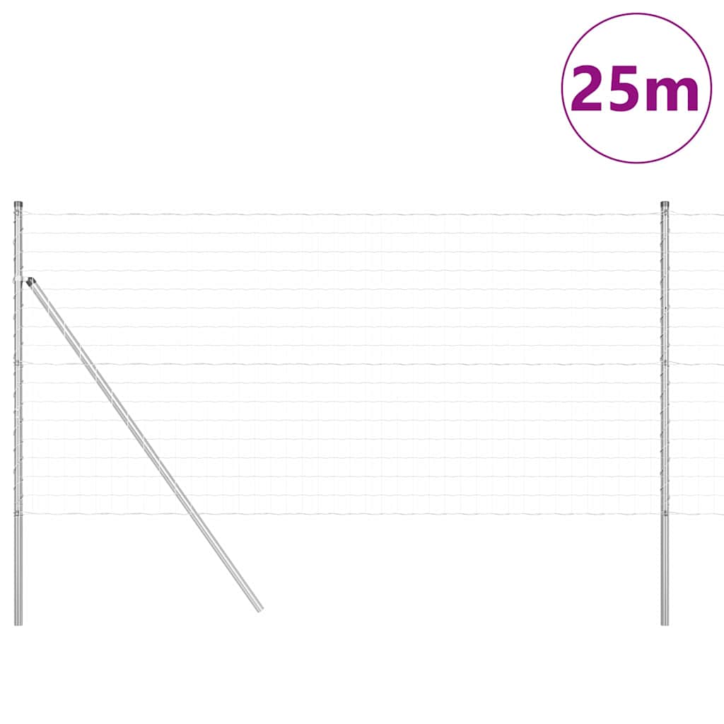 Fence with Post Silver 1.2 x 25 m Steel and PVC