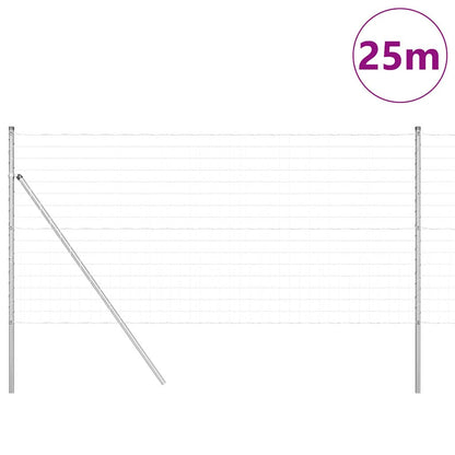 Fence with Post Silver 1.2 x 25 m Steel and PVC
