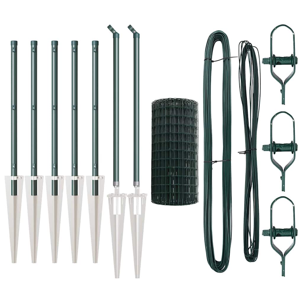 Fence with Post Green 0.6 x 10 m Steel and PVC