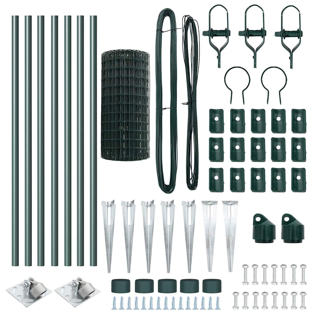 Fence with Post Green 0.6 x 10 m Steel and PVC