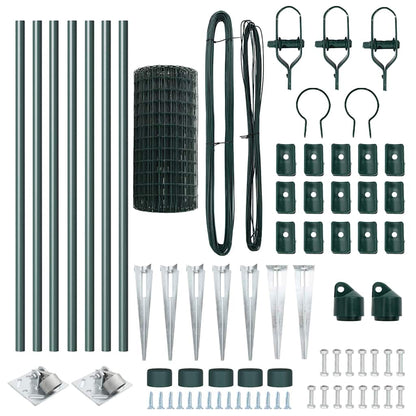 Fence with Post Green 0.6 x 10 m Steel and PVC