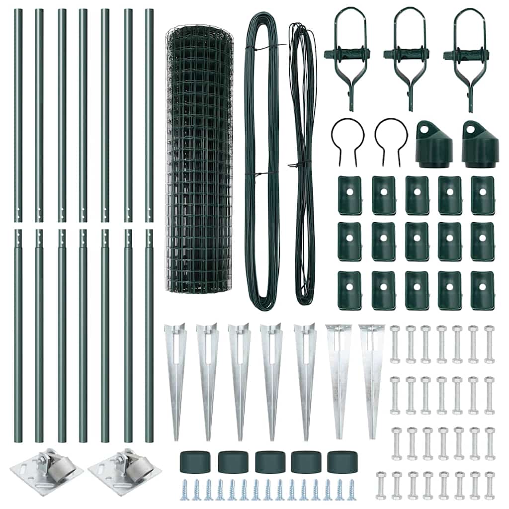Euro Fence with Spikes 10 x 1.4 m PVC-Coated Steel Green Mesh