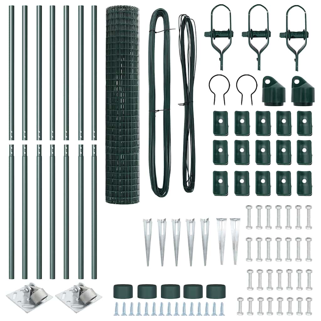 Euro Fence with Spikes 10 x 1.6 m PVC-Coated Steel Green Mesh