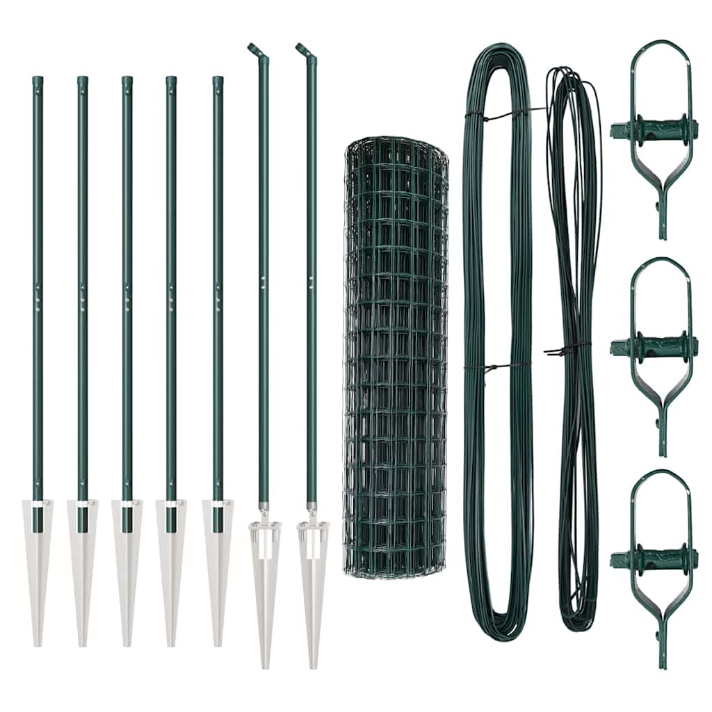 Euro Fence with Spikes 10 x 1.2 m PVC-Coated Steel Green Mesh