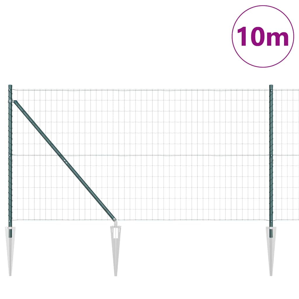 Euro Fence with Spikes 10 x 1.2 m PVC-Coated Steel Green Mesh