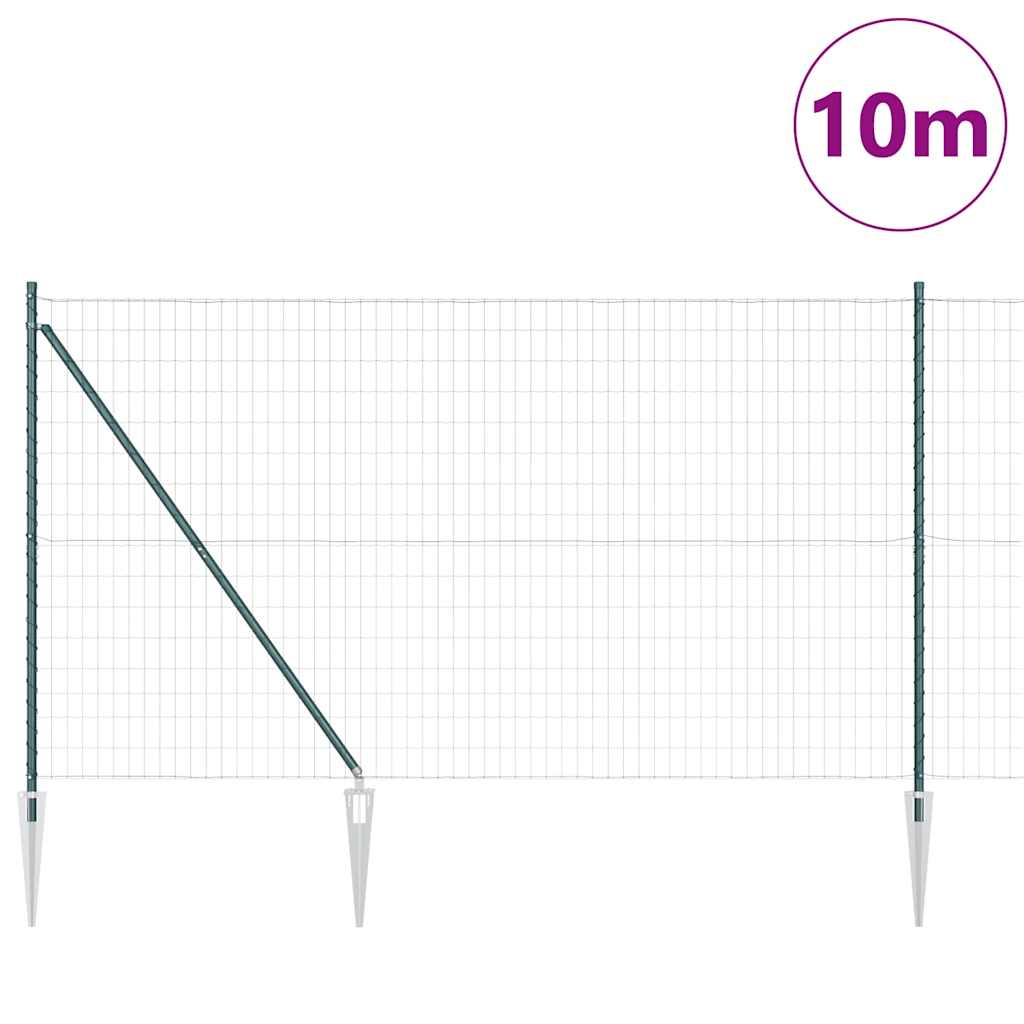 Euro Fence with Spikes 10 x 1.5 m PVC-Coated Steel Green Mesh