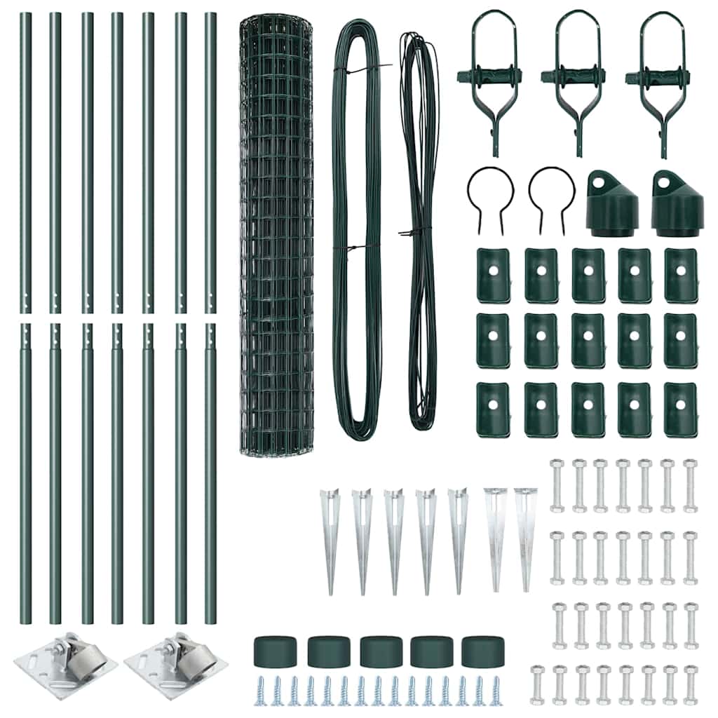 Euro Fence with Spikes 10 x 1.6 m PVC-Coated Steel Green Mesh