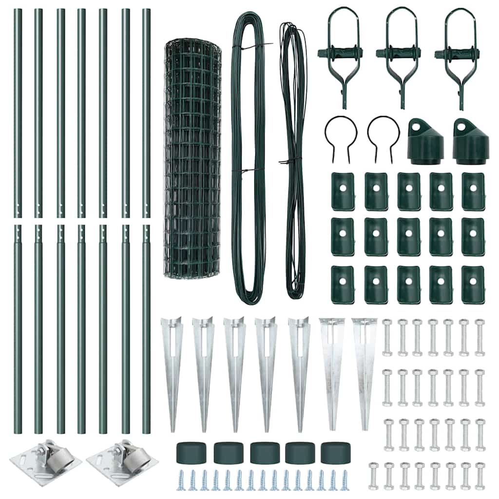 Euro Fence with Spikes 10 x 1 m PVC-Coated Steel Green Mesh