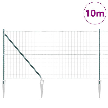 Euro Fence with Spikes 10 x 1 m PVC-Coated Steel Green Mesh