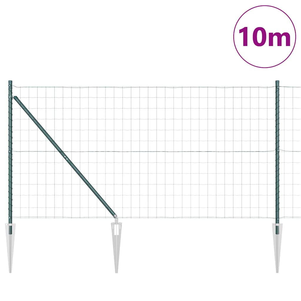Euro Fence with Spikes 10 x 1.2 m PVC-Coated Steel Green Mesh