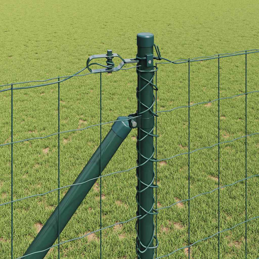 Euro Fence with Spikes 10 x 1.4 m PVC-Coated Steel Green Mesh
