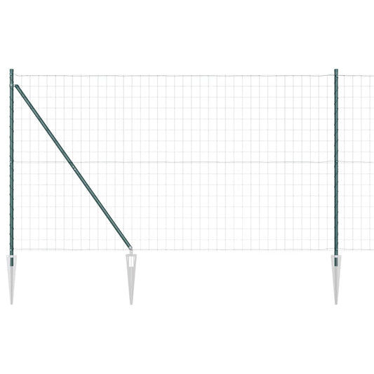 Euro Fence with Spikes 10 x 1.5 m PVC-Coated Steel Green Mesh