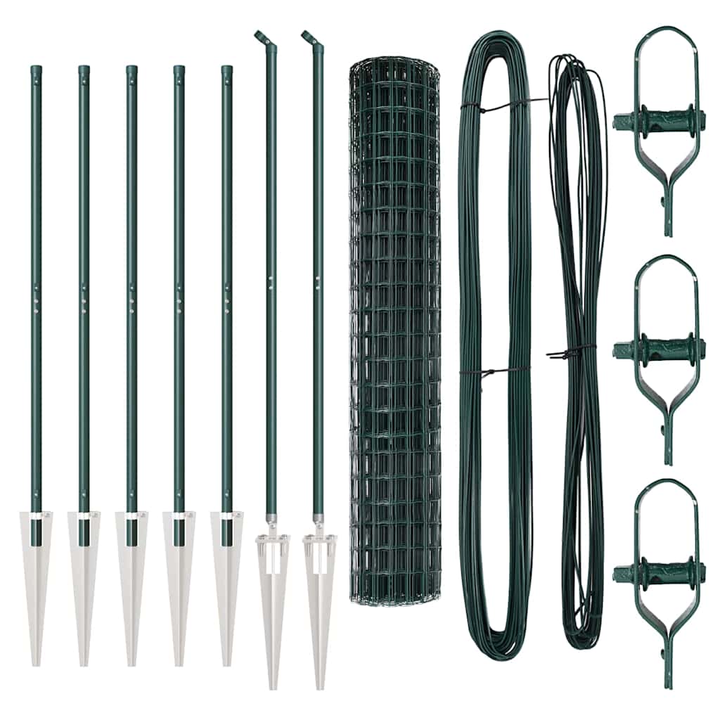 Euro Fence with Spikes 10 x 1.5 m PVC-Coated Steel Green Mesh