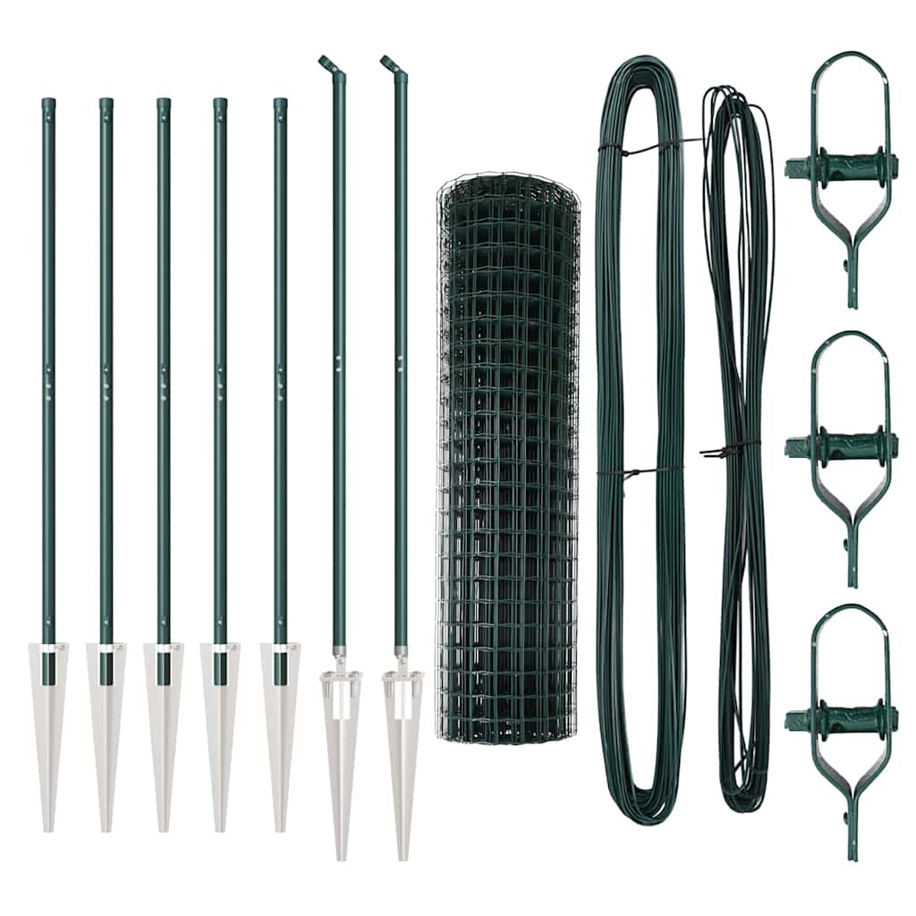 Euro Fence with Spikes 10 x 1 m PVC-Coated Steel Green Mesh