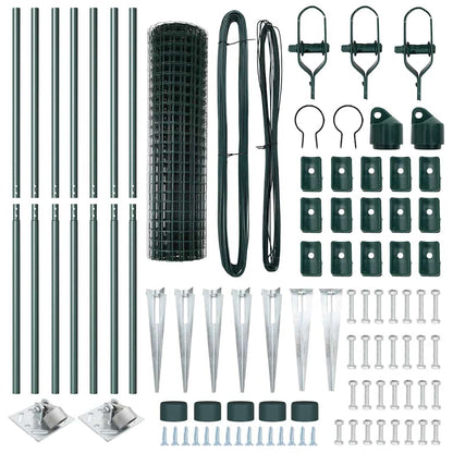Euro Fence with Spikes 10 x 1.4 m PVC-Coated Steel Green Mesh