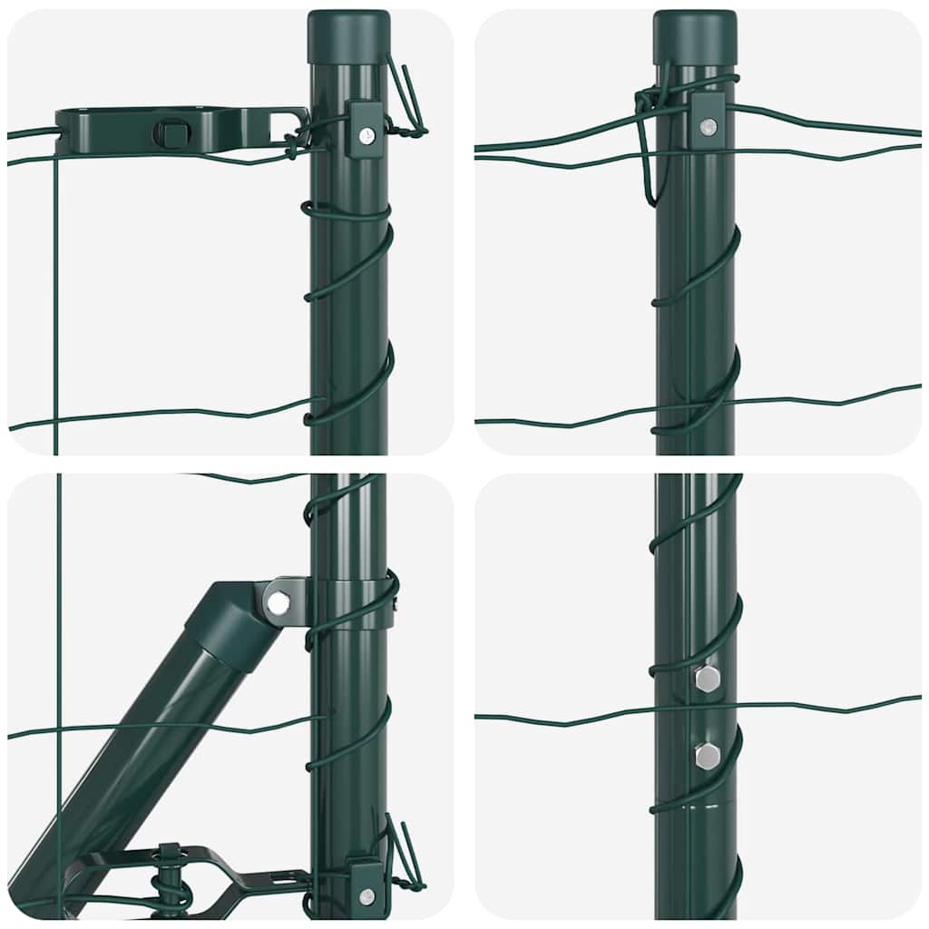 Fence with Post Green 1.6 x 10 m Steel and PVC