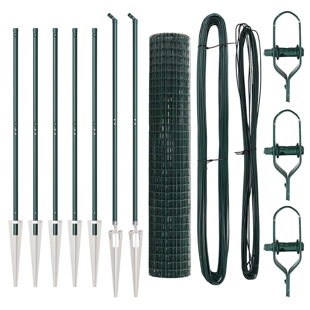 Fence with Post Green 1.6 x 10 m Steel and PVC