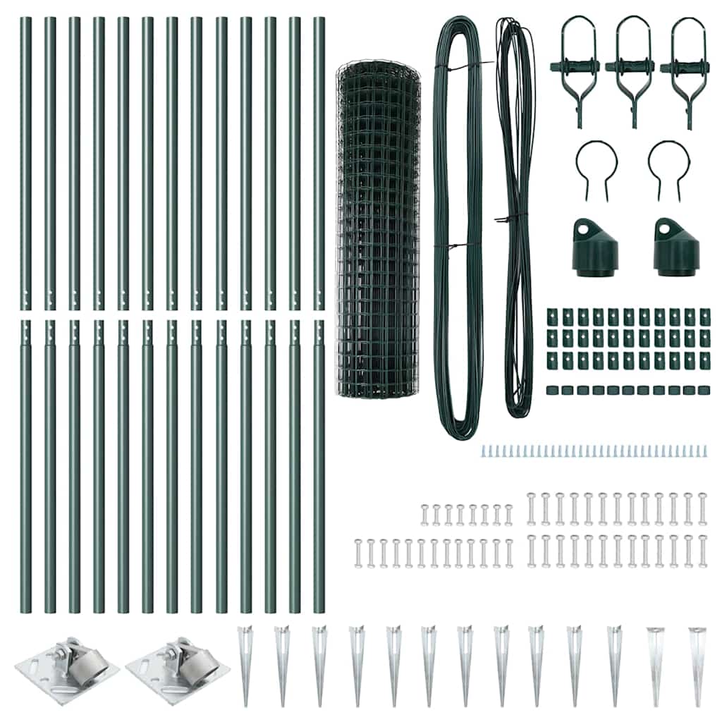 Euro Fence with Spikes 25 x 1 m PVC-Coated Steel Green Mesh