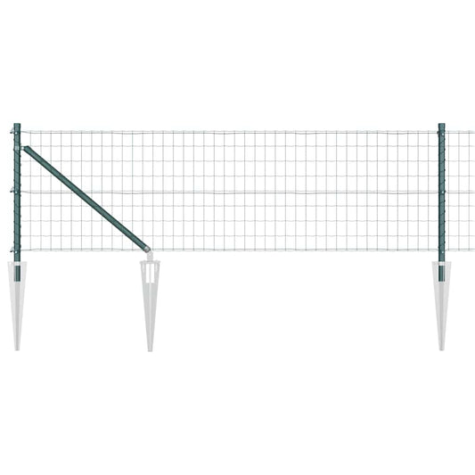 Euro Fence with Spikes 25 x 0.6 m PVC-Coated Steel Green Mesh