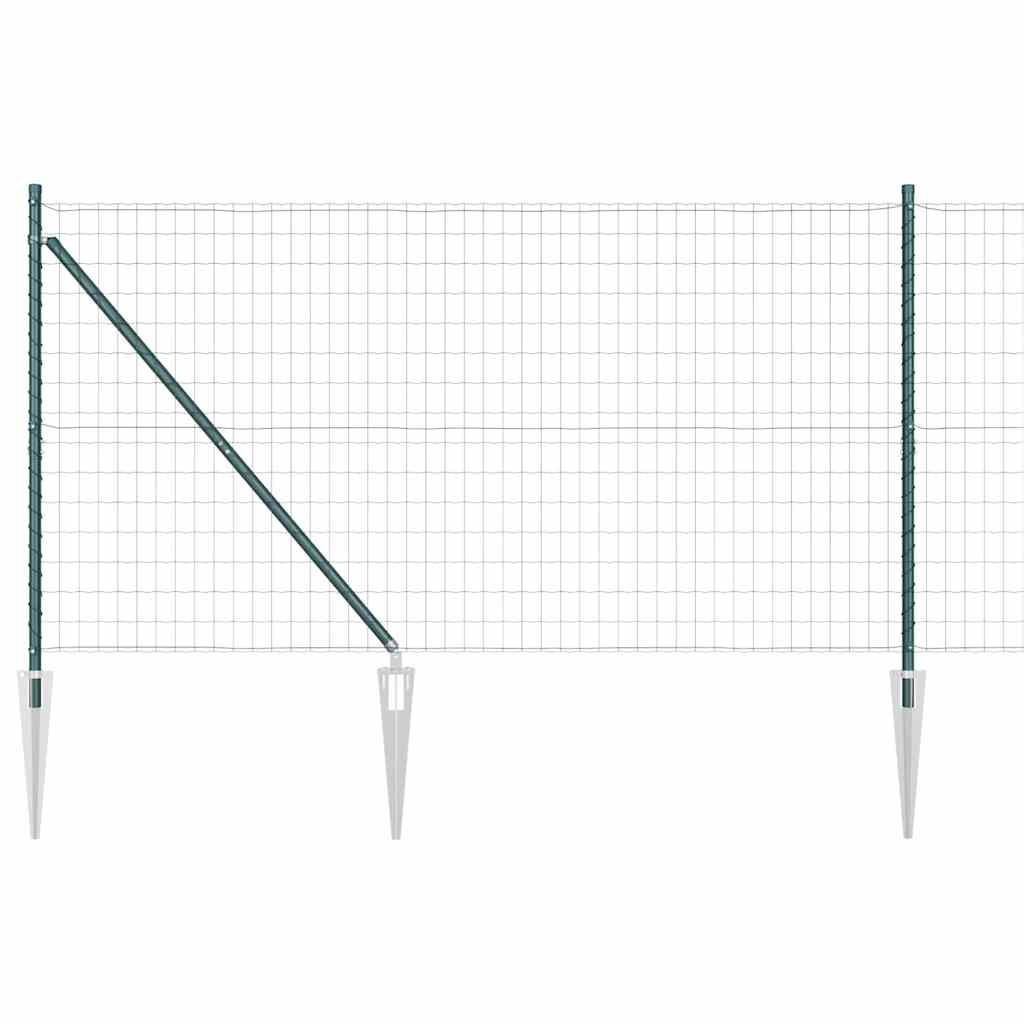 Euro Fence with Spikes 25 x 1.2 m PVC-Coated Steel Green Mesh