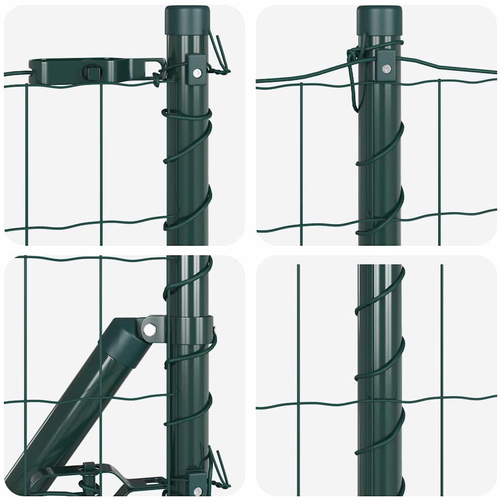 Fence with Post Green 0.6 x 25 m Steel and PVC