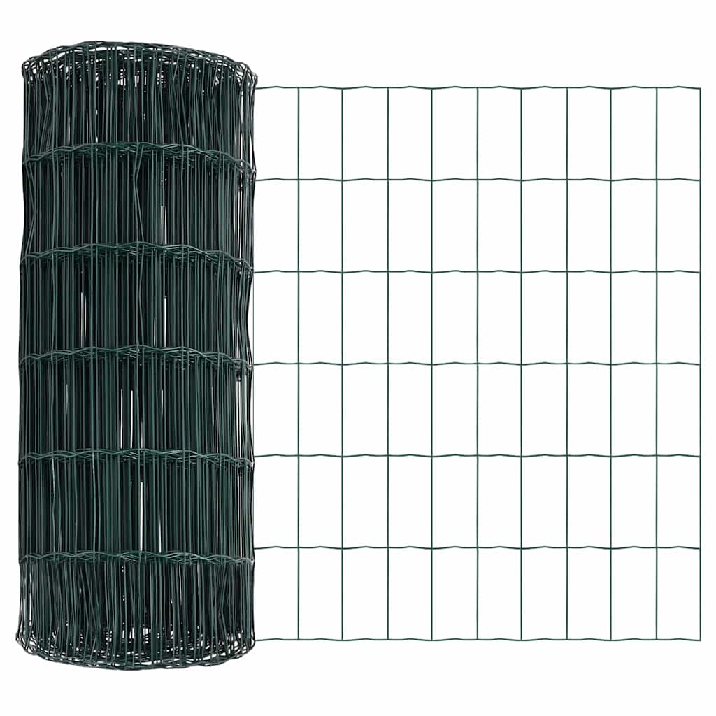 Fence with Post Green 0.6 x 25 m Steel and PVC