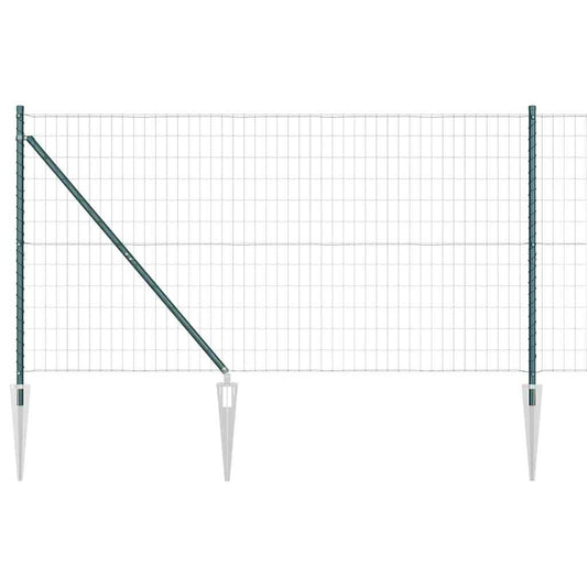Euro Fence with Spikes 25 x 1.2 m PVC-Coated Steel Green Mesh
