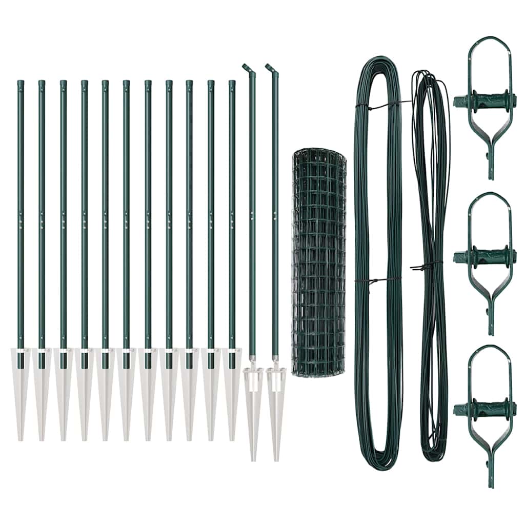 Euro Fence with Spikes 25 x 1 m PVC-Coated Steel Green Mesh