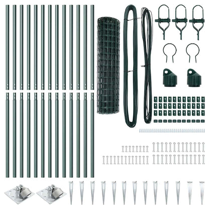 Euro Fence with Spikes 25 x 1 m PVC-Coated Steel Green Mesh