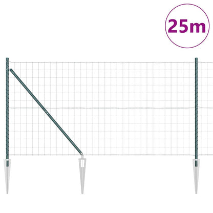 Euro Fence with Spikes 25 x 1 m PVC-Coated Steel Green Mesh