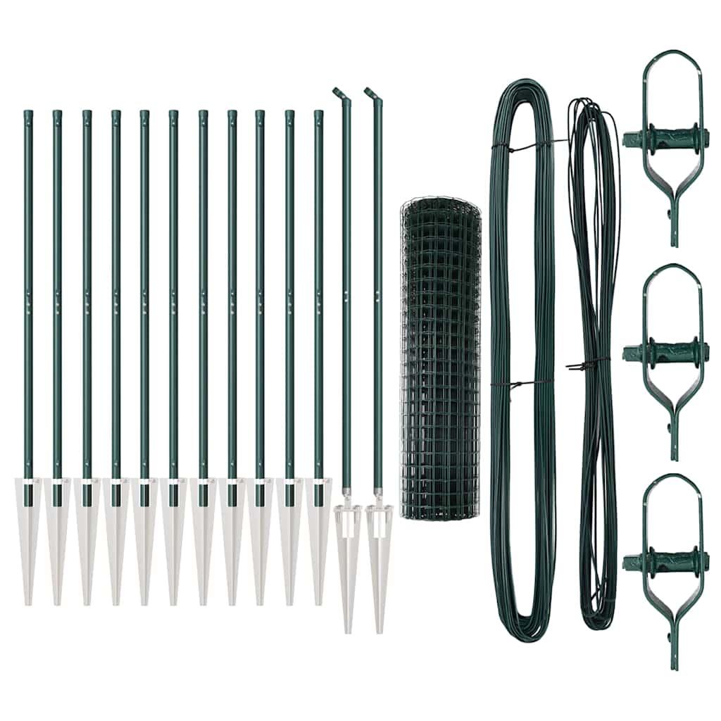 Euro Fence with Spikes 25 x 1 m PVC-Coated Steel Green Mesh