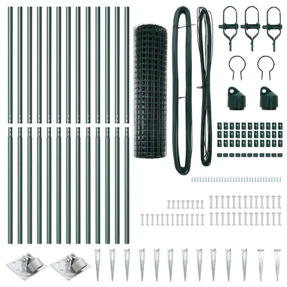 Euro Fence with Spikes 25 x 1 m PVC-Coated Steel Green Mesh
