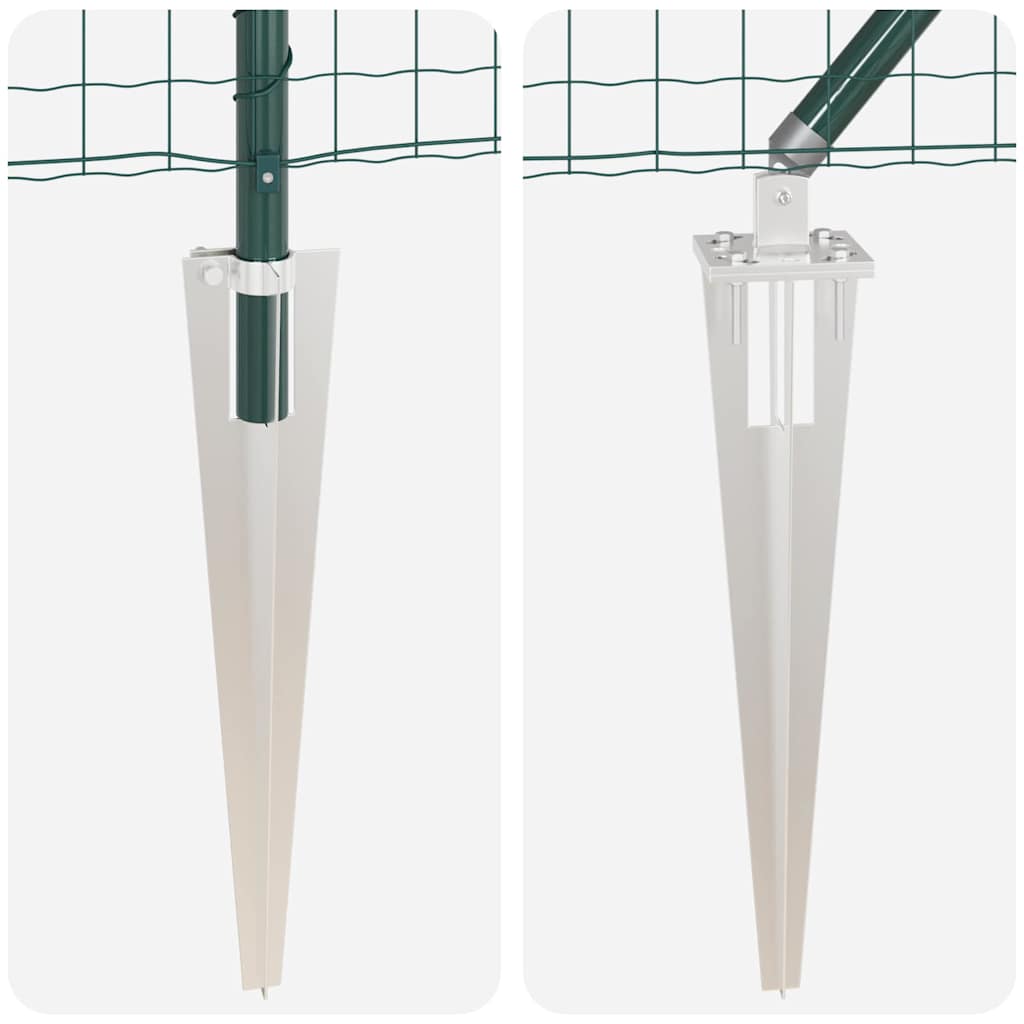 Euro Fence with Spikes 50 x 0.6 m PVC-Coated Steel Green Mesh