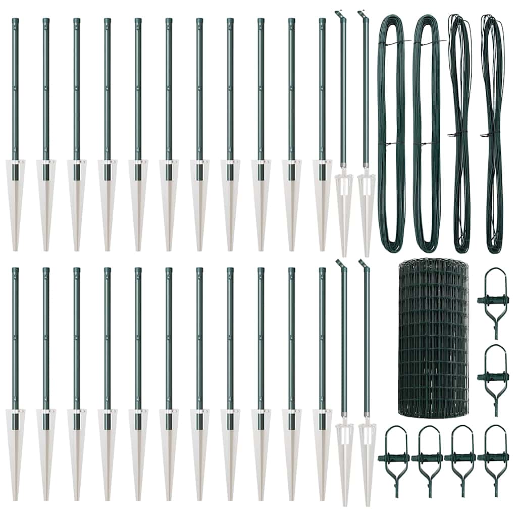 Euro Fence with Spikes 50 x 0.6 m PVC-Coated Steel Green Mesh