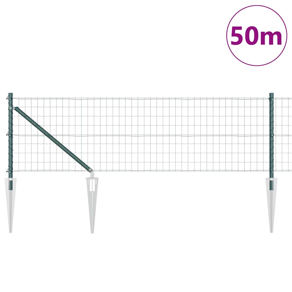 Fence with Post Green 0.6 x 50 m Steel and PVC