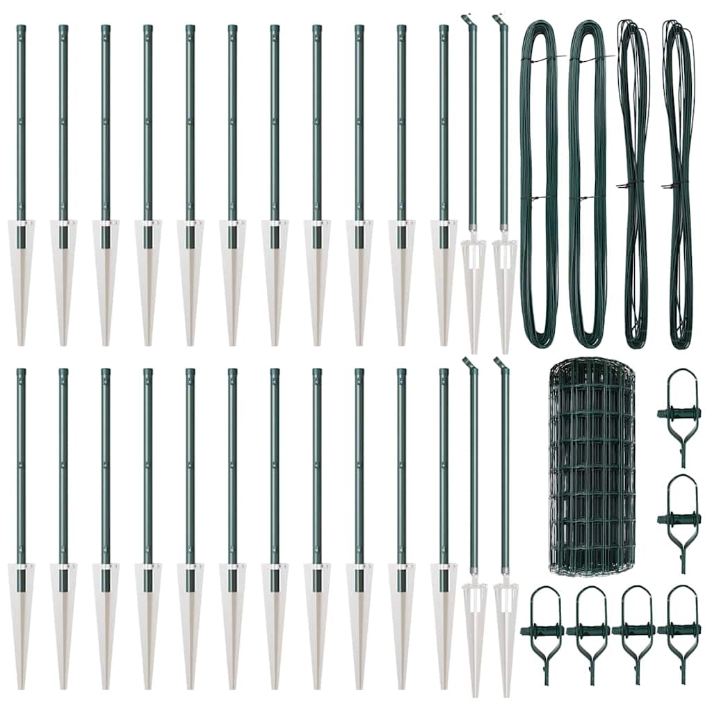 Euro Fence with Spikes 50 x 0.4 m PVC-Coated Steel Green Mesh