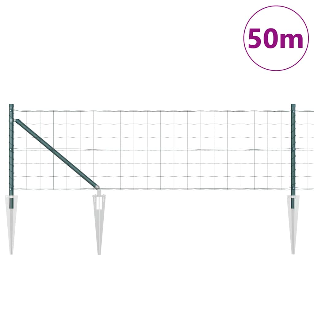 Fence with Post Green 0.6 x 50 m Steel and PVC