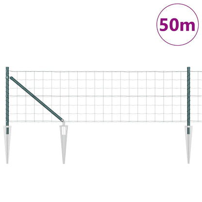 Fence with Post Green 0.6 x 50 m Steel and PVC