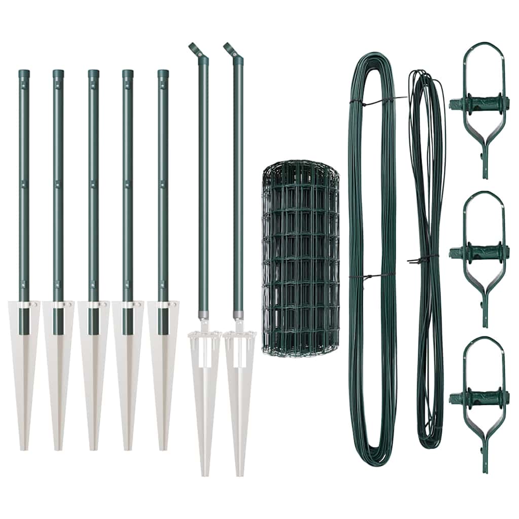Euro Fence with Spikes 10 x 0.6 m PVC-Coated Steel Green Mesh