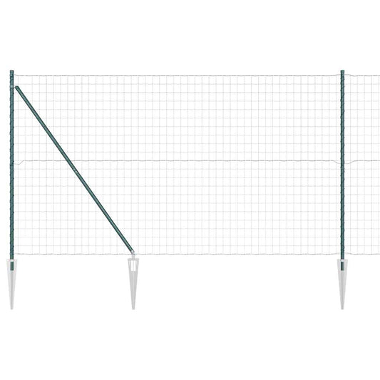 Euro Fence with Spikes 10 x 1.5 m PVC-Coated Steel Green Mesh