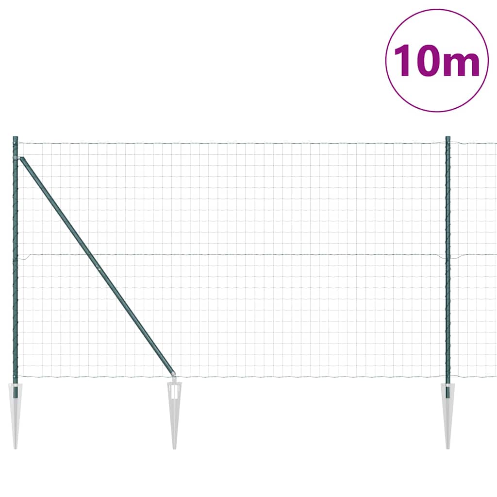 Euro Fence with Spikes 10 x 1.5 m PVC-Coated Steel Green Mesh