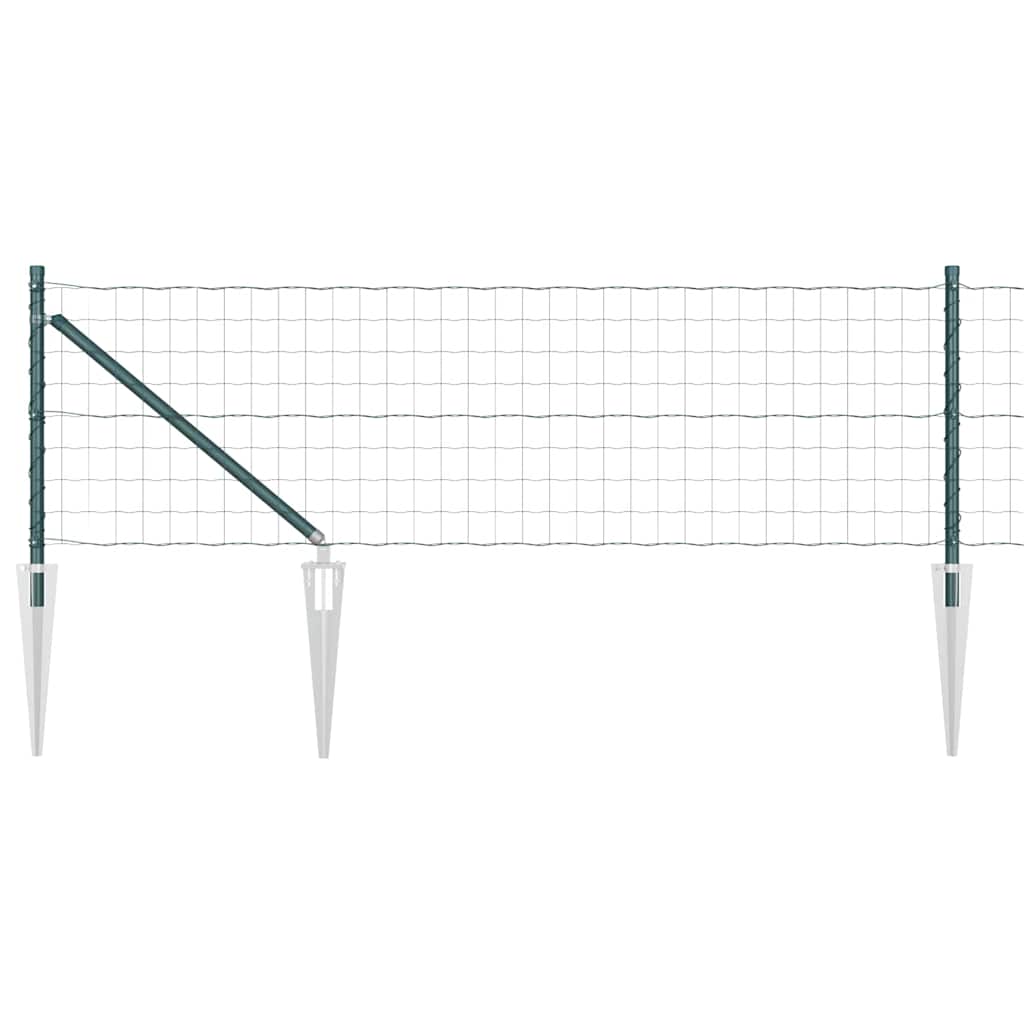 Fence with Post Green 0.6 x 25 m Steel and PVC