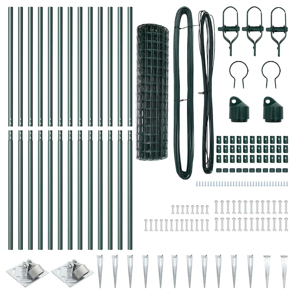 Euro Fence with Spikes 25 x 1.0 m PVC-Coated Steel Green Mesh