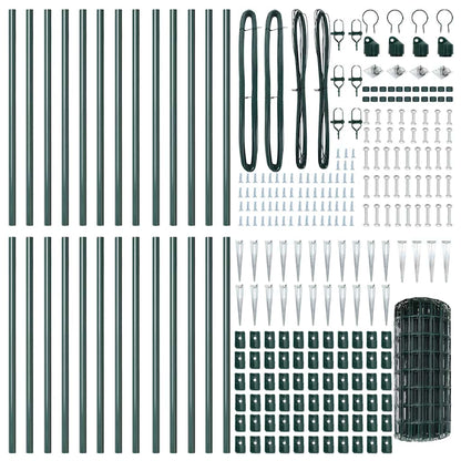Euro Fence with Spikes 50 x 0.4 m PVC-Coated Steel Green Mesh