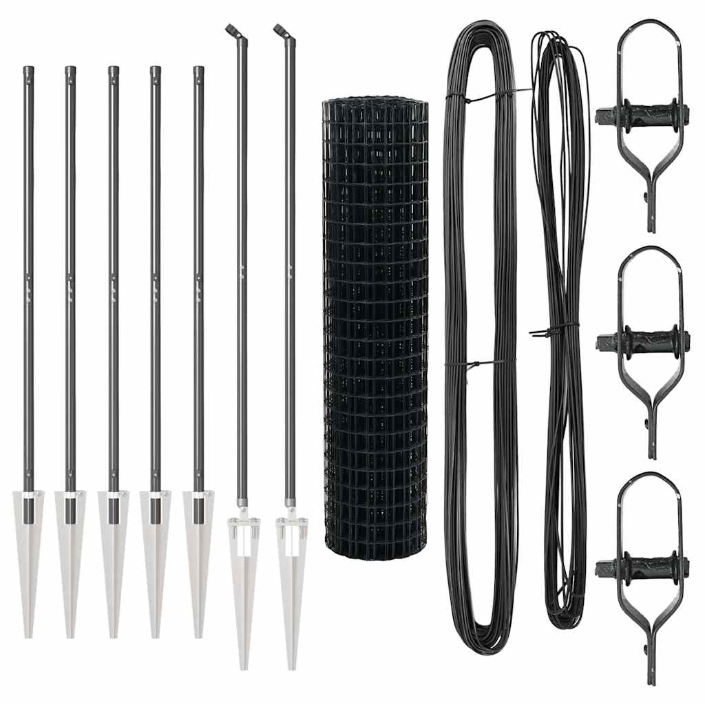 Euro Fence with Spikes 10 x 1.2 m PVC-Coated Steel Grey Mesh