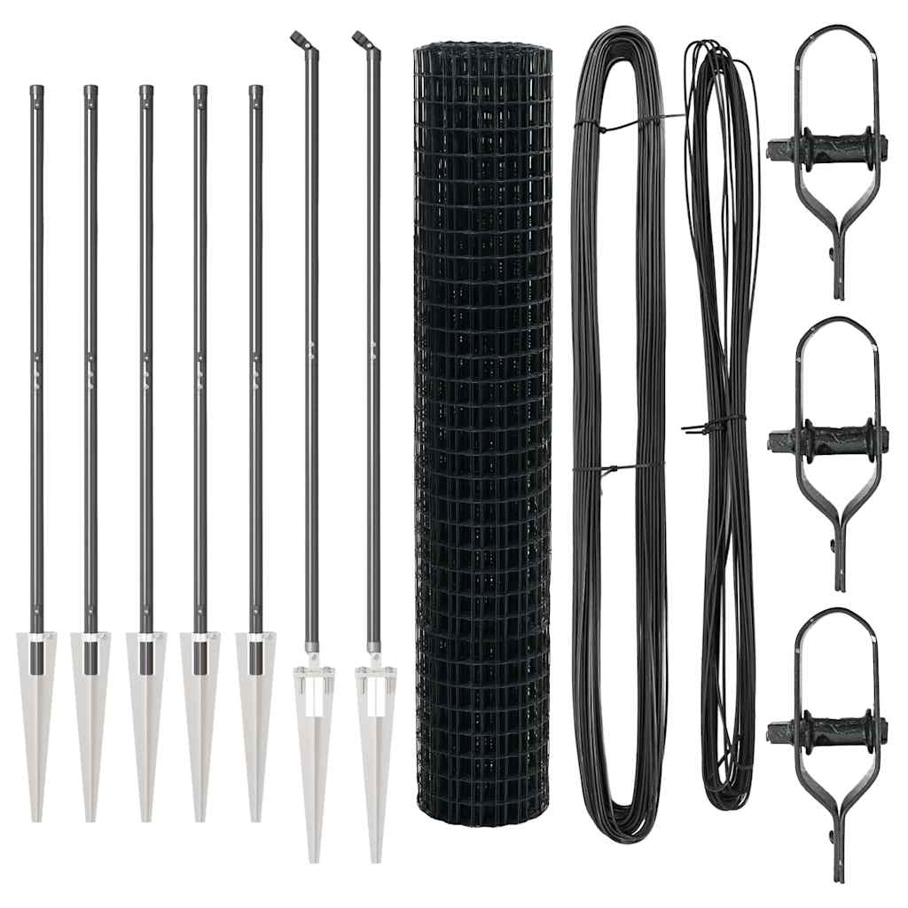 Euro Fence with Spikes 10 x 1.6 m PVC-Coated Steel Grey Mesh