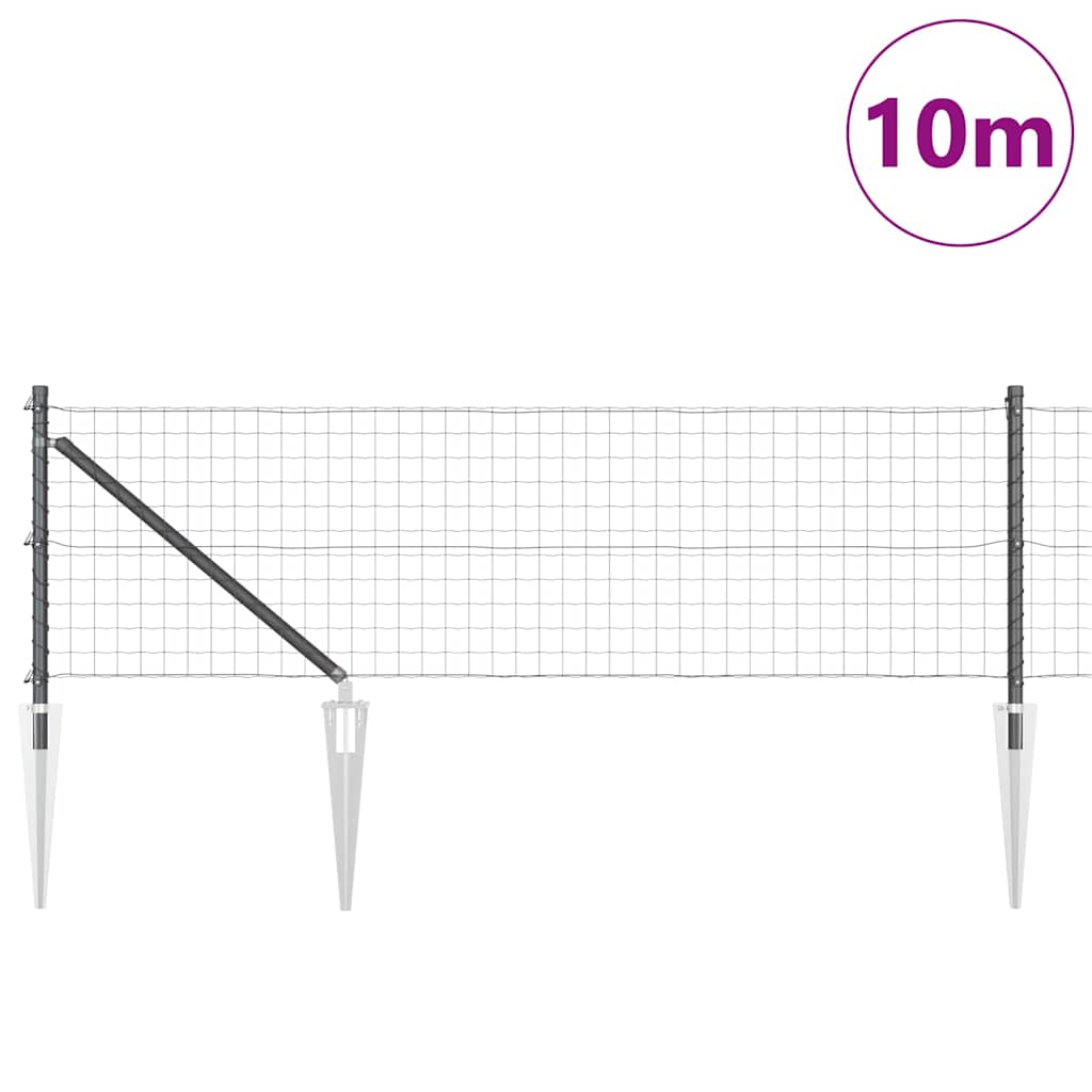 Euro Fence with Spikes 10 x 0.8 m PVC-Coated Steel Grey Mesh