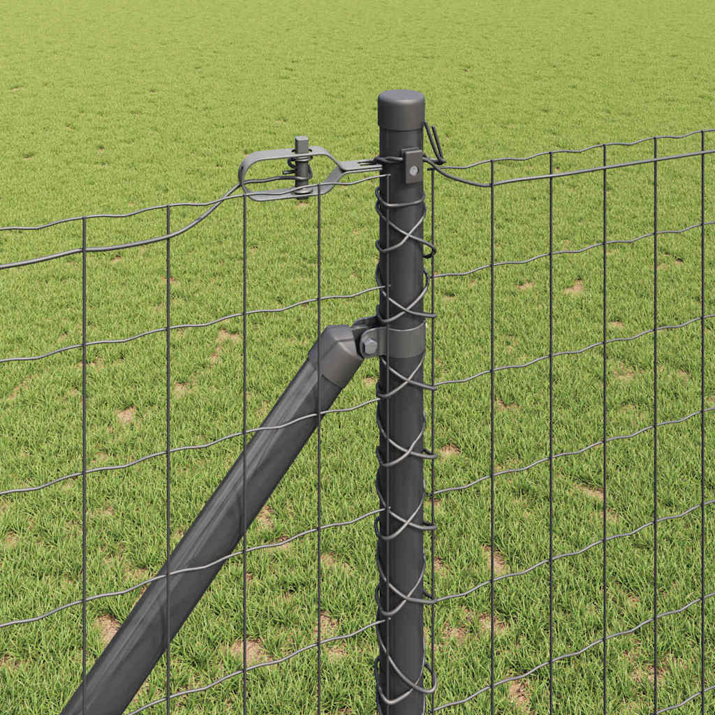 Fence with Post Grey 1.4 x 10 m Steel and PVC