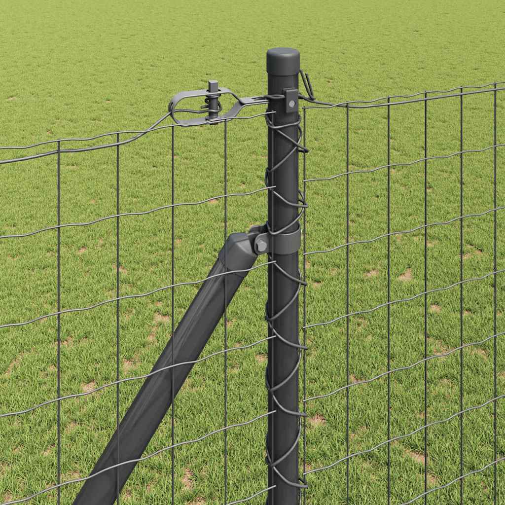 Fence with Post Grey 1.5 x 10 m Steel and PVC